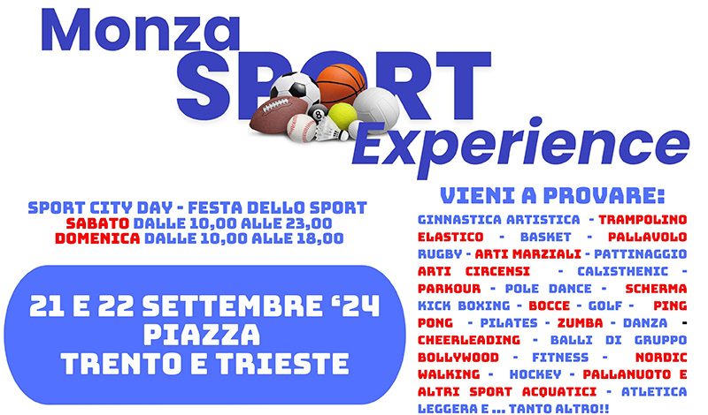 Monza Sport Experience: il 21 e 22 settembre due giorni a tutto SPORT